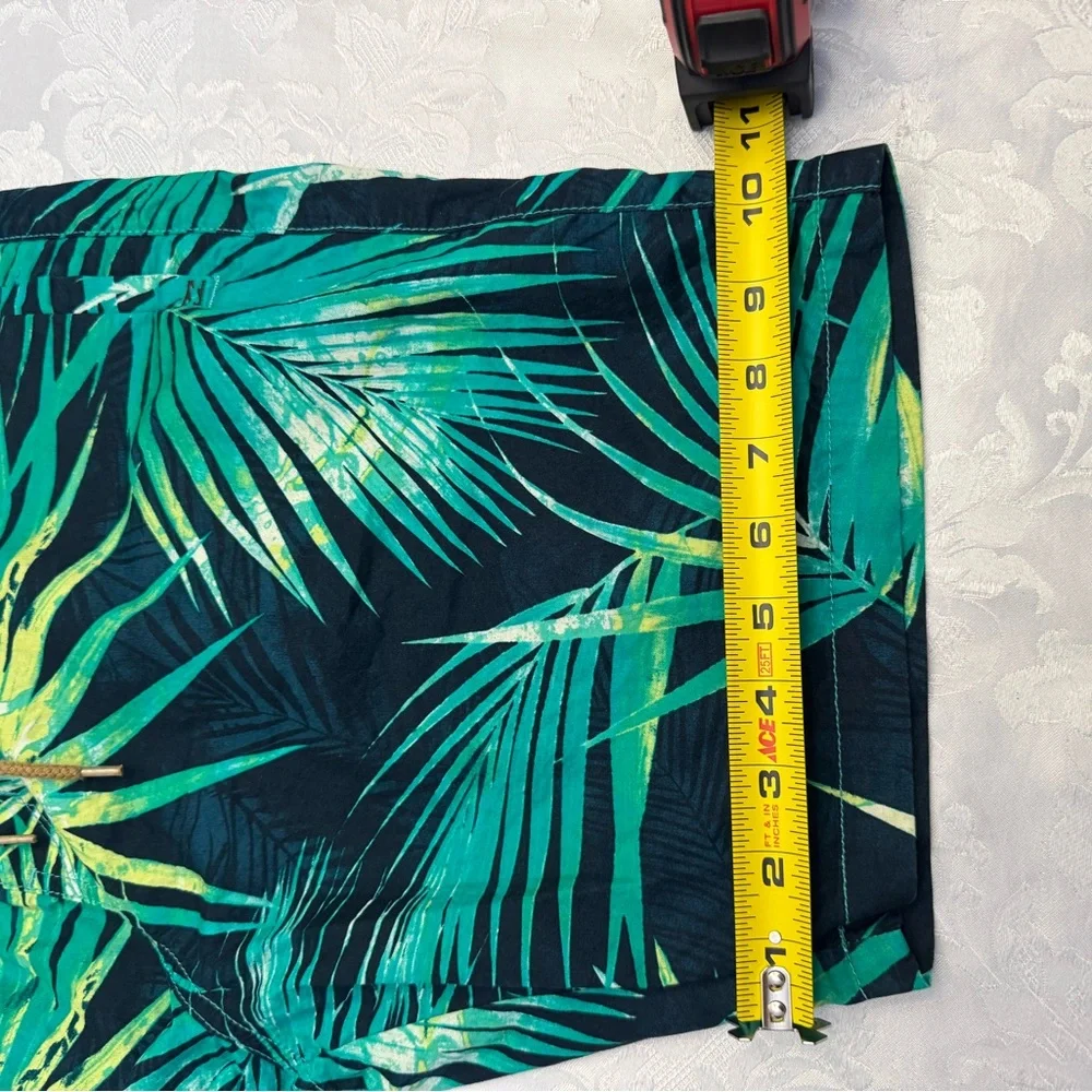 Billabong Size Large Green Blue Palm Leaves Trunks‎ Swimsuit Tropical